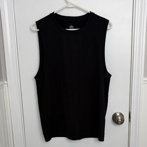 alo Mens Yoga Black Logo Tank